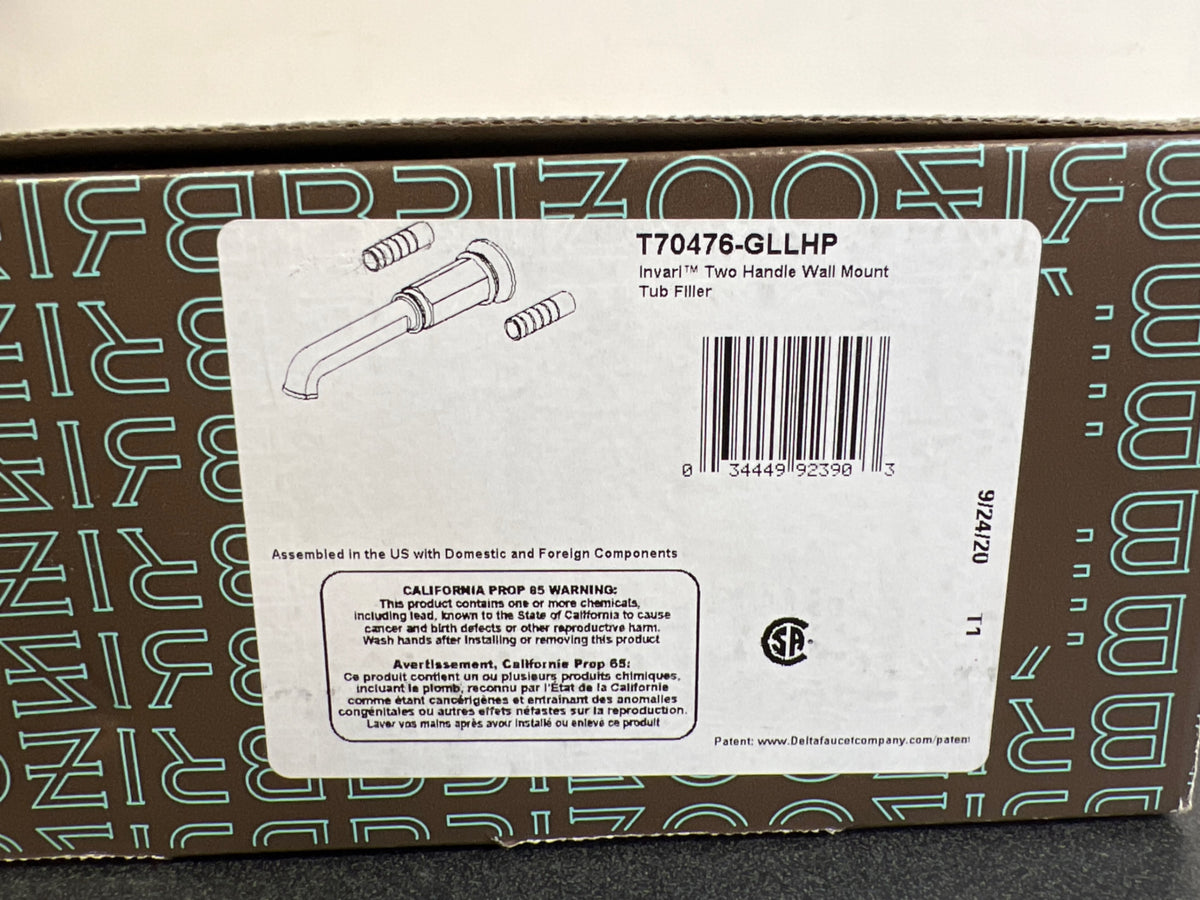 Brizo Invari Wall Mounted Tub Filler - Less Handles and Rough-In