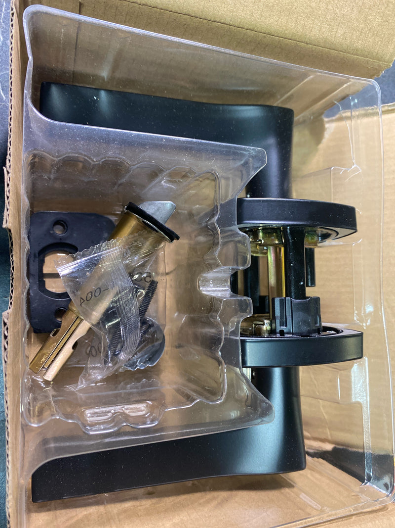 Kwikset 720TPLMDT-514 Tripoli Passage Door Lever Set with Square Rose - Matte Black