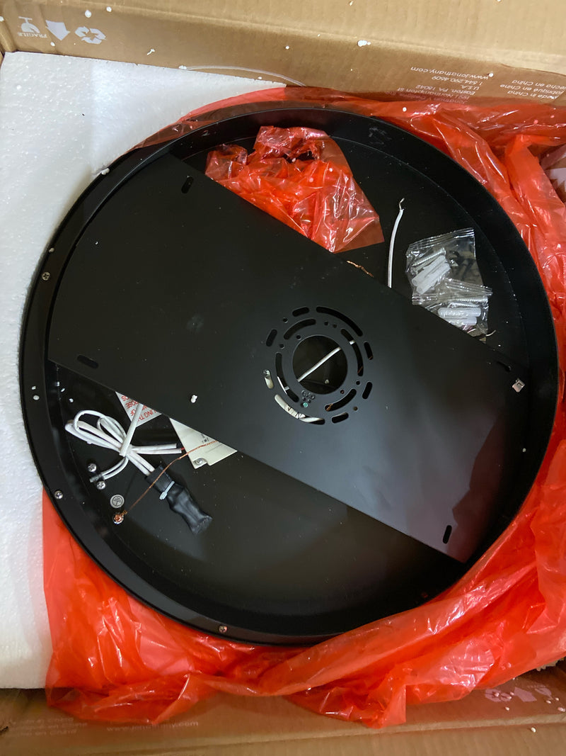 JONATHAN Y Lighting JYL7206B Ring 18" Wide LED Flush Mount Drum Ceiling Fixture - Black