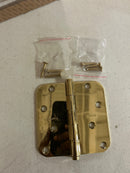 Baldwin 1435003I 3.5" x 3.5" Solid Brass 1/4" Radius Corner Plain Bearing Mortise Hinge - Single Hinge - Polished Brass