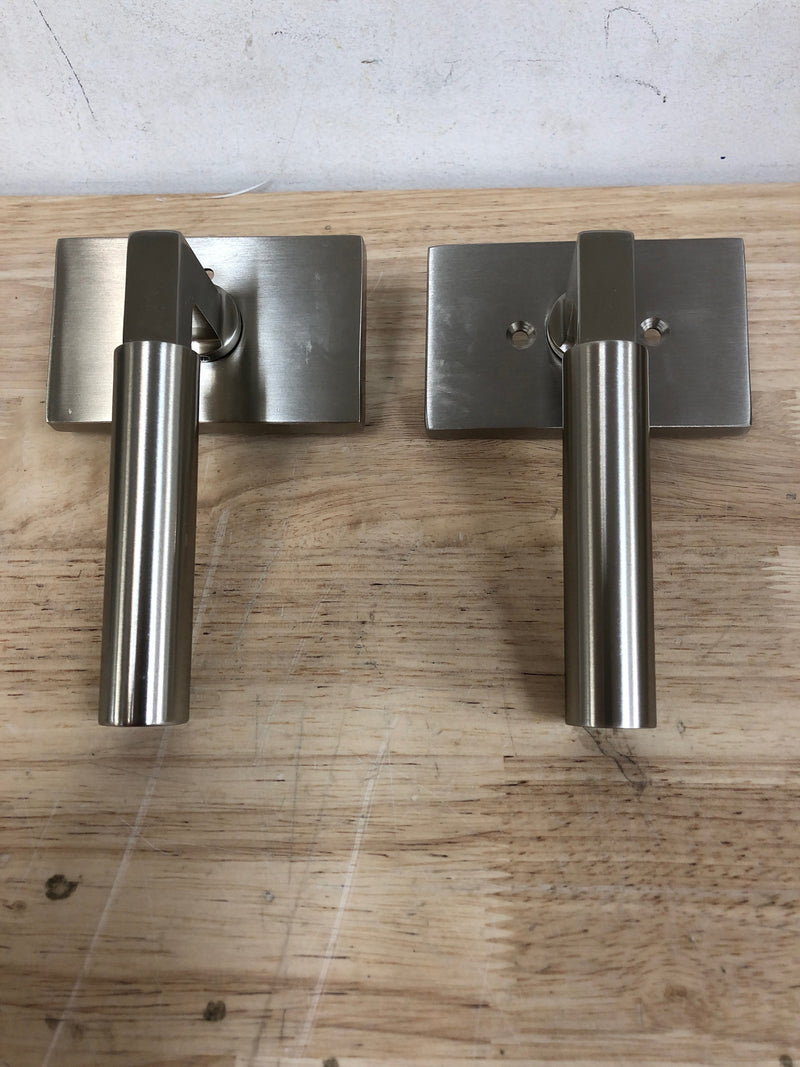 Emtek 5212HECUS15LH Hercules Left Handed Privacy Door Lever Set with Modern Rectangular Rose from the Brass Modern Collection - Satin Nickel