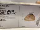 Hampton Bay Highler 13 in. Matte Black Flush Mount with Natural Rattan Shade