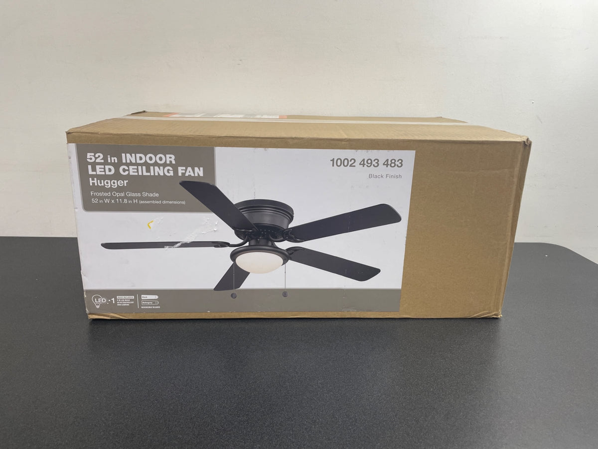 Unbranded AL383LED-BK Hugger 52 in. LED Indoor Black Ceiling Fan with Light Kit