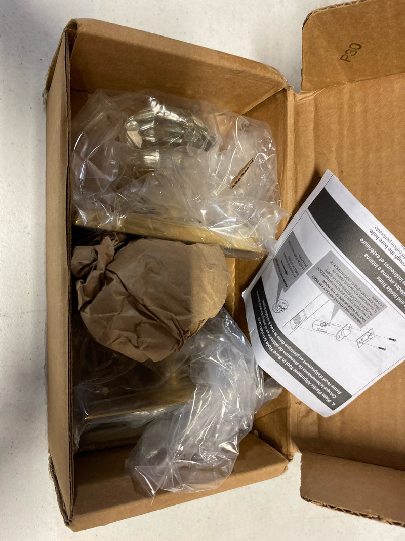 Emtek 8521OTUS3 Old Town Non-Turning Two-Sided Dummy Door Knob Set with Rectangular Rose from the Brass Crystal Collection - Polished Brass