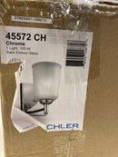 Kichler 45572CH Shailene 1-Light Chrome Bathroom Indoor Wall Sconce Light with Satin Etched Glass Shade