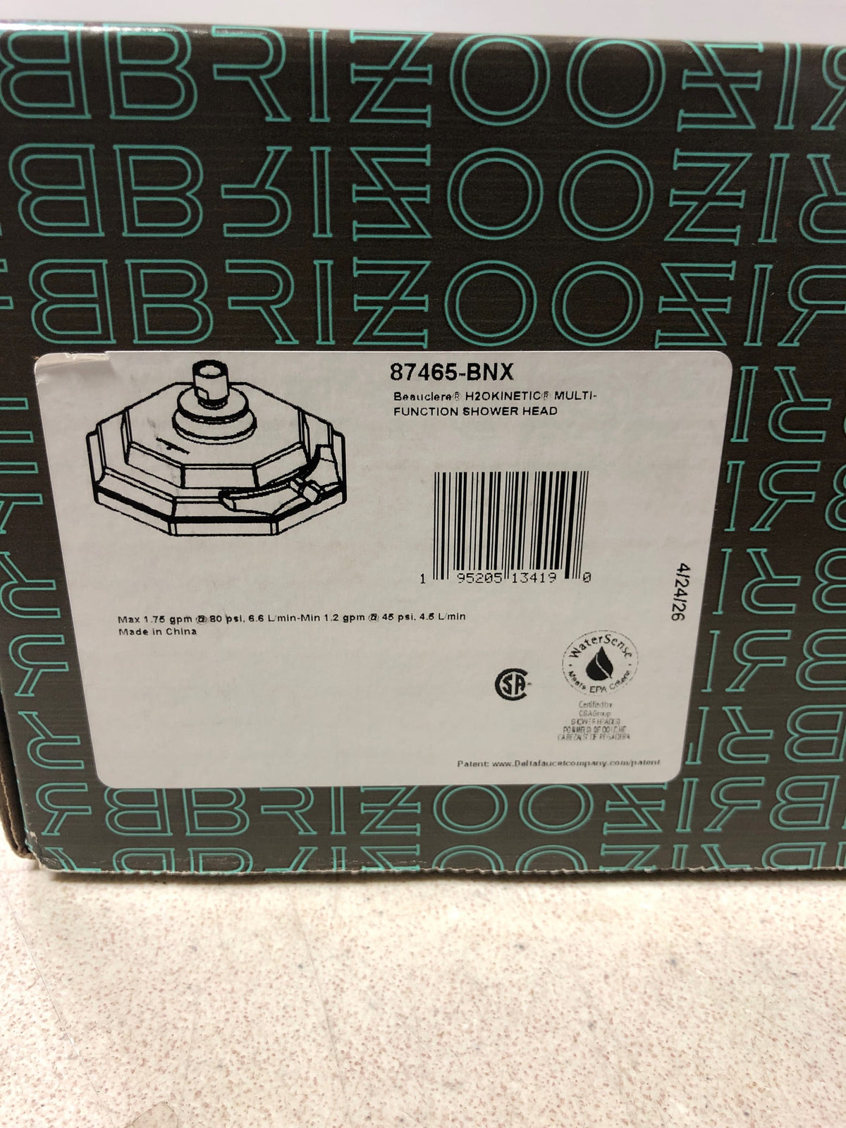 Brizo 87465-BNX Beauclere 1.75 GPM Multi Function Shower Head - Brilliance Black Onyx