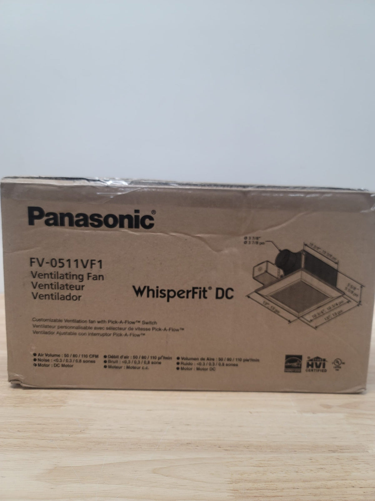 Panasonic FV-0511VF1 WhisperFit DC 110 CFM 1.2 Sone Ceiling Mounted Bath Exhaust Fan with Energy Star Rating - White