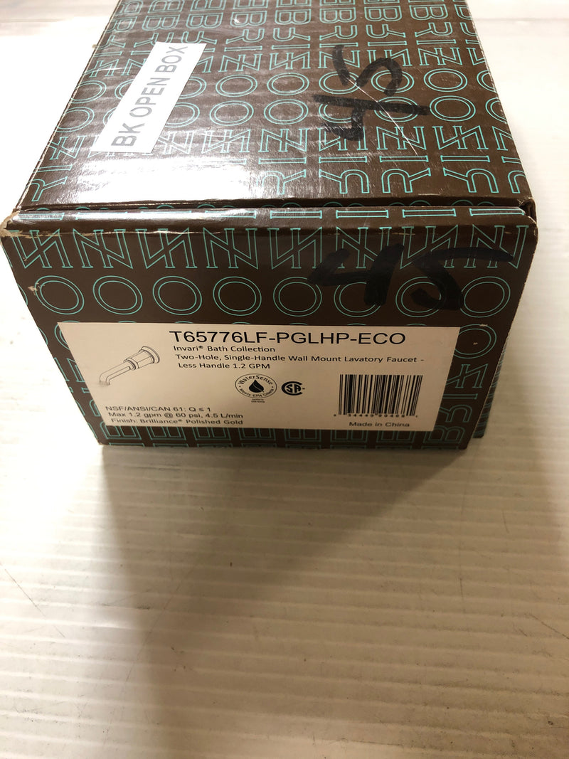 Brizo T65776LF-PGLHP-ECO Invari 1.2 GPM Wall Mounted Single Hole Bathroom Faucet Less Handle and Rough In - Polished Gold