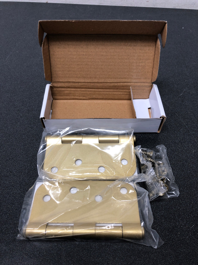 Emtek 91034US4 4" x 4" Plain Bearing 5/8" Radius Corners Mortise Hinge - Pair - Satin Brass