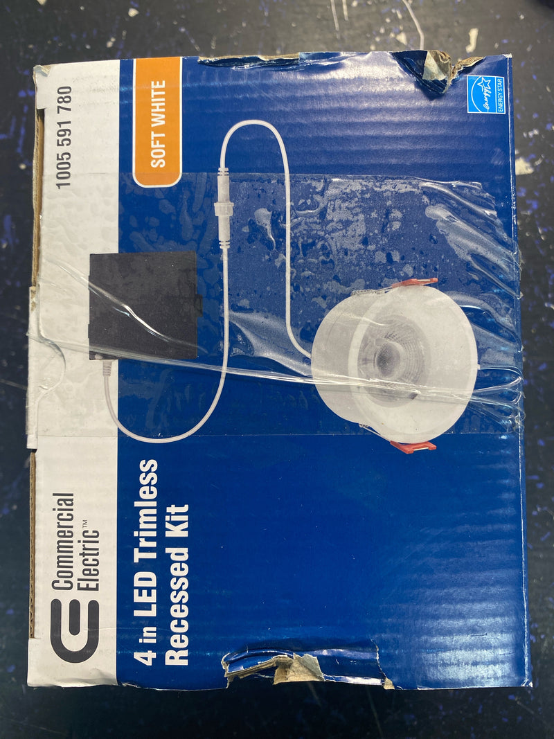 Commercial electric 91582 Trimless Integrated LED 4 in Round  Canless Recessed Light for Kitchen Bathroom Livingroom, White Soft White