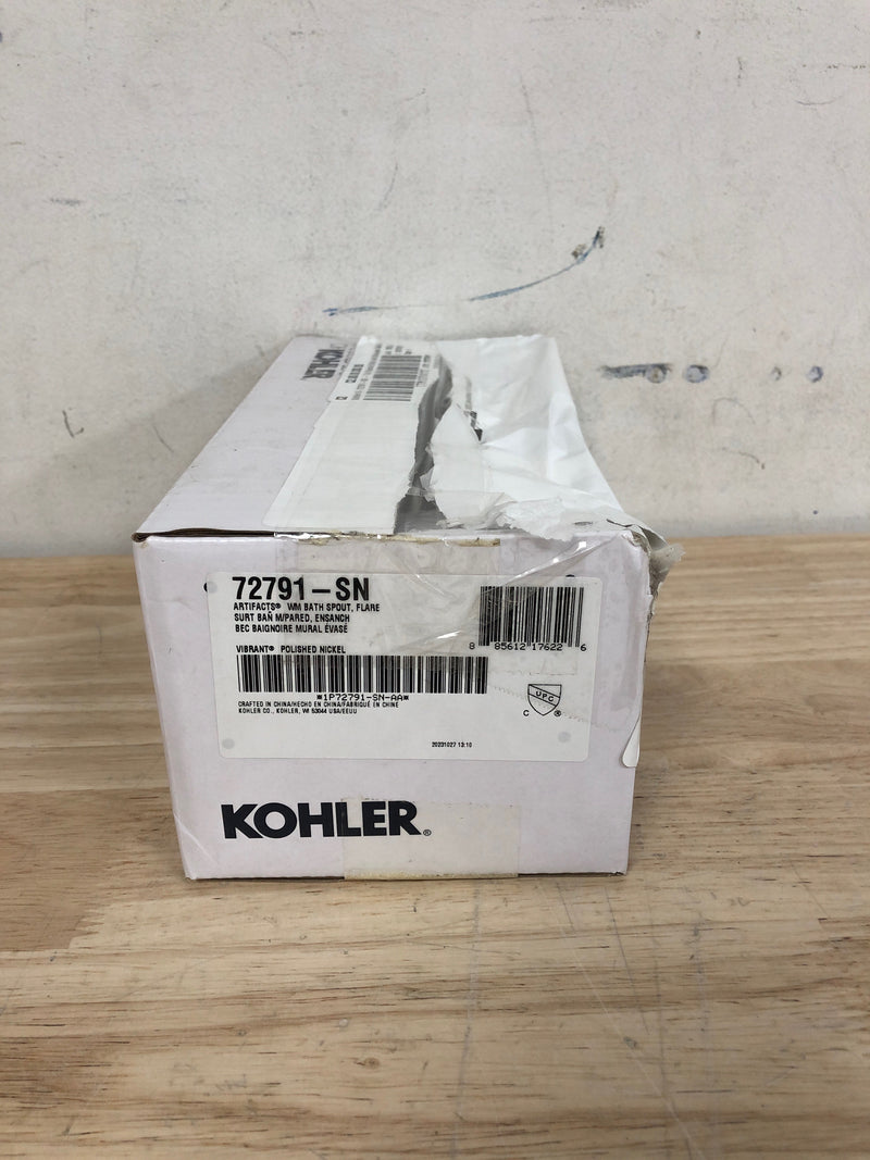 Kohler K-72791-SN Artifacts Non Diverter Wall Mounted Tub Spout with Flare Design - Vibrant Polished Nickel