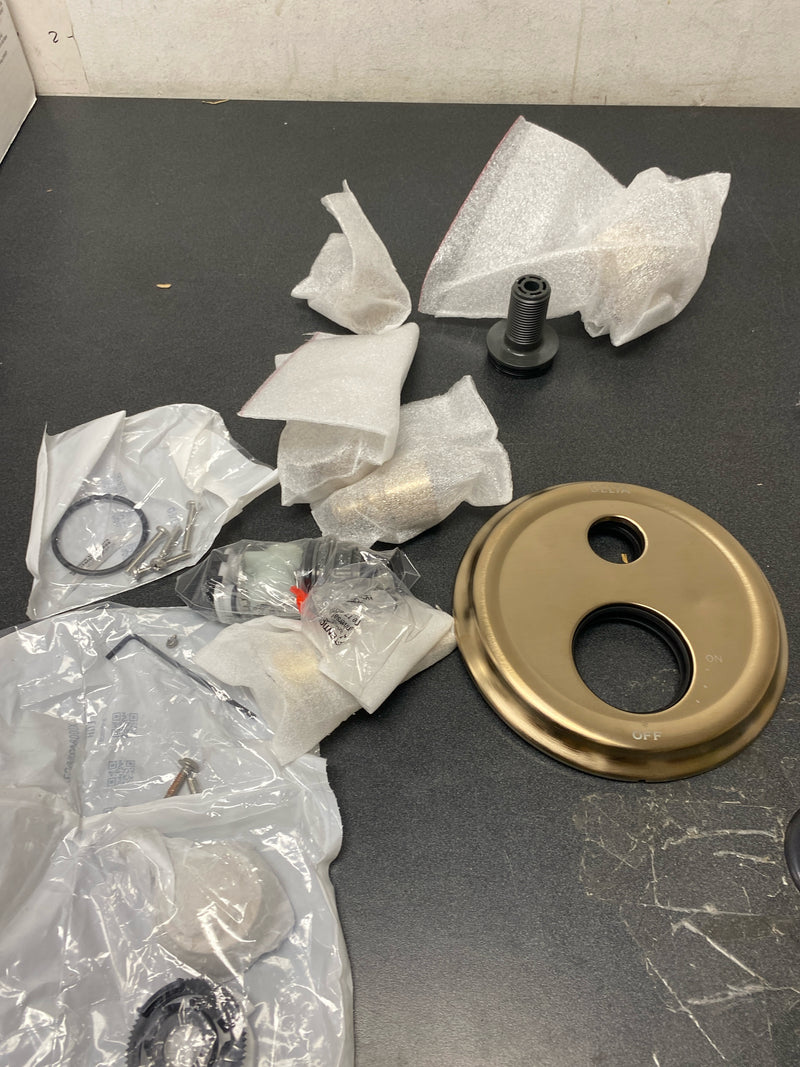 Delta T27897-CZ Cassidy Gold 2-Handle Wall-Mount Valve Trim Kit with 3-Setting Int Div in Champagne Bronze (Valve not Included)