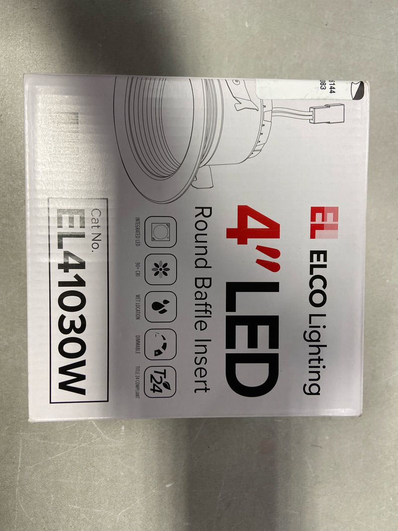 Elco EL41030W 4" Integrated LED Baffle Recessed Trim - 770 Lumens 3000 Kelvin - White