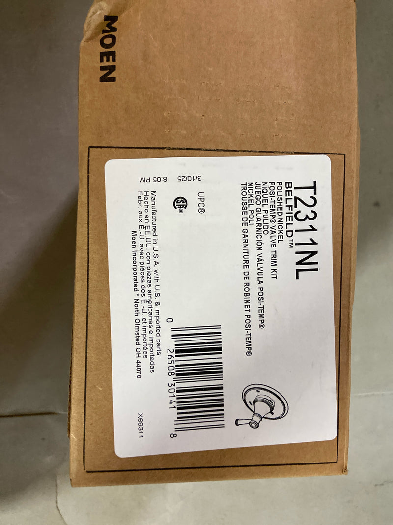 Moen Belfield Polished Nickel 1-Handle Posi-Temp Pressure Balancing Valve Trim Kit, Valve Required, T2311NL