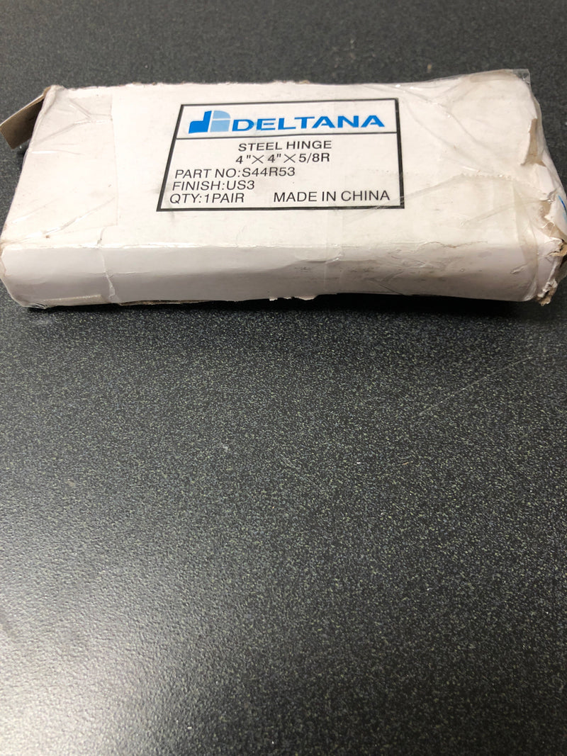 Deltana S44R53 4" x 4" Plain Bearing 5/8" Radius Corners Mortise Hinge - Pair - Polished Brass