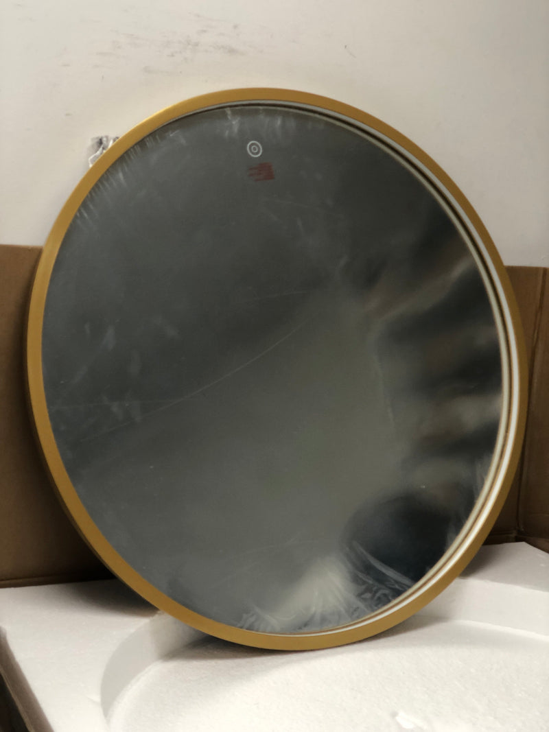 Elegant Lighting MRE6028BR Pier 28" Diameter Modern Circular Aluminum Framed Bathroom Wall Mirror - Brass