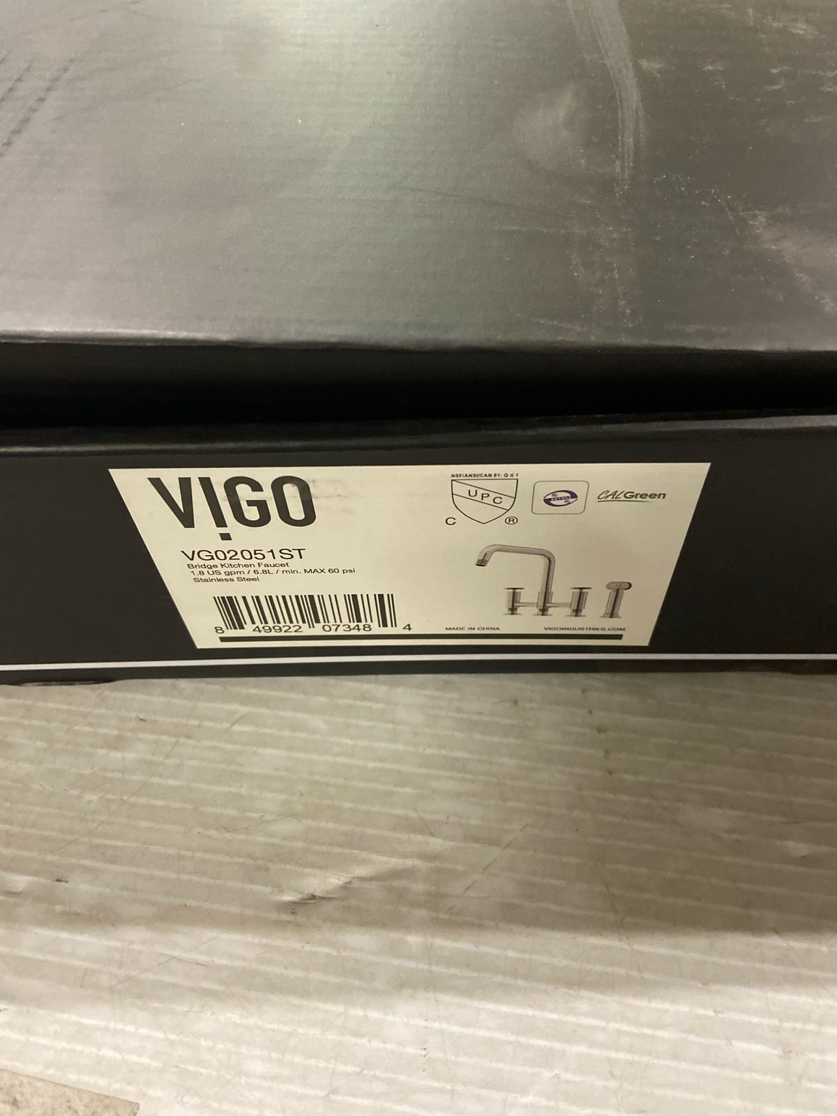 Vigo VG02051ST Cass 1.8 GPM 12" Widespread Bridge Kitchen Faucet - Includes Pull-Out Side Spray - Stainless Steel