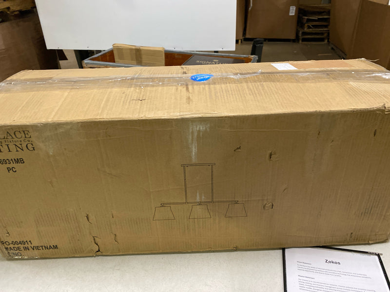 HomePlace Lighting 846931MB Baker Transitional Tapered Seeded Glass Island for Kitchen, 3-Light 300 Total Watts, 10" H x 45" W, Black