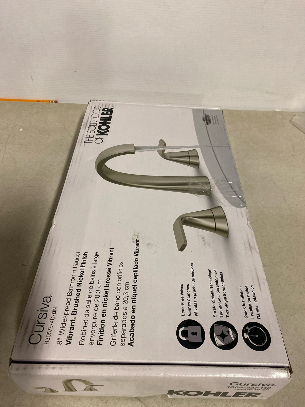 Kohler K-R30579-4D-BN Cursiva 8 in. Widespread 2-Handle Bathroom Faucet in Vibrant Brushed Nickel