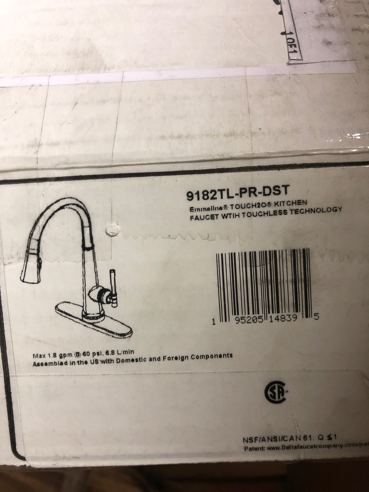 Delta 9182TL-PR-DST Emmeline 1.8 GPM Single Hole Pull Down Touchless Kitchen Faucet with Touch2O, ShieldSpray, MagnaTite, Diamond Seal and Touch-Clean Technologies - Lumicoat Chrome