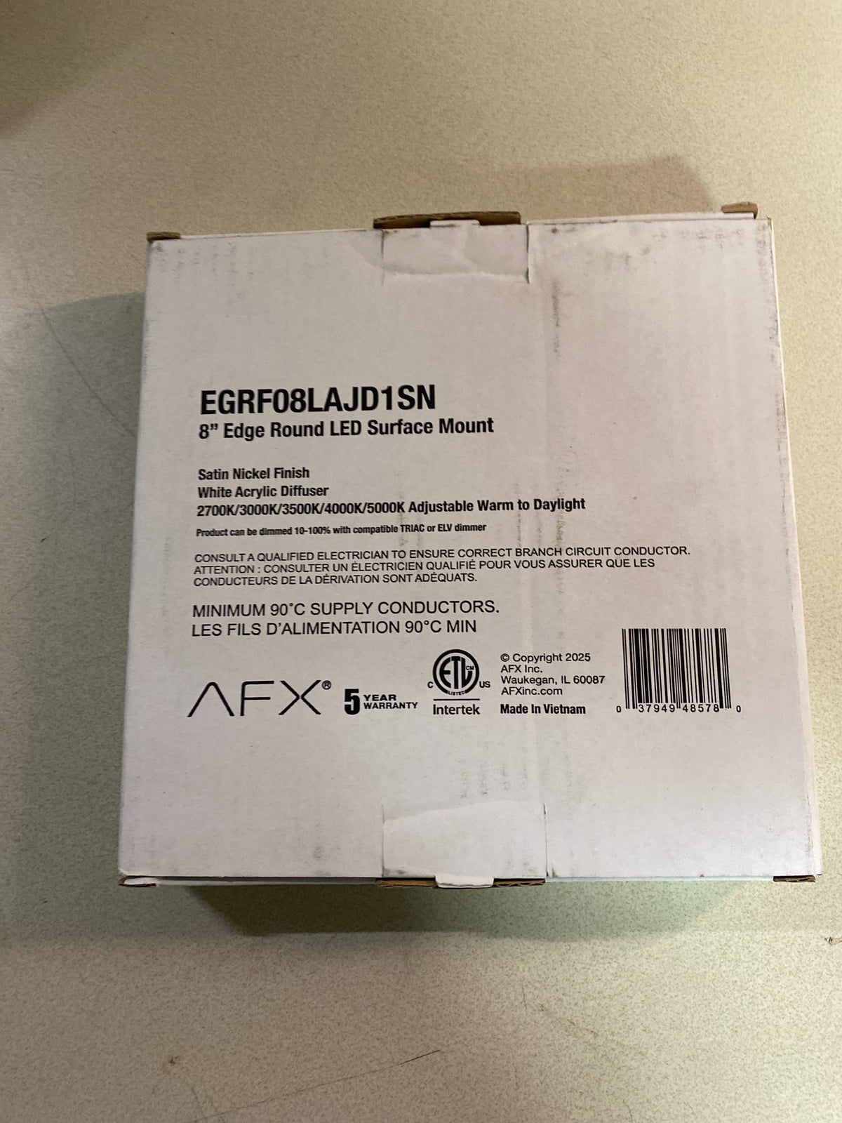 AFX EGRF08LAJD1SN Edge 8" Wide LED Flush Mount Ceiling Fixture - Satin Nickel