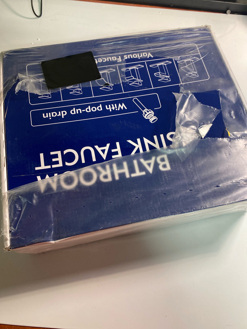 Aimadi DM-0356-MB-P Single Handle Single Hole Waterfall Bathroom Faucet with Pop-Up Drain Stainless Steel Vanity Sink Taps in Matte Black