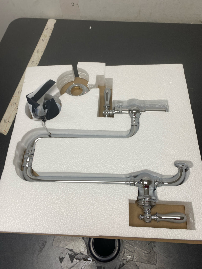 KOHLER 99270-CP Artifacts Wall-Mount Pot Filler, Pot Filler Faucet, Kitchen Sink Pot Filler Faucets, Polished Chrome