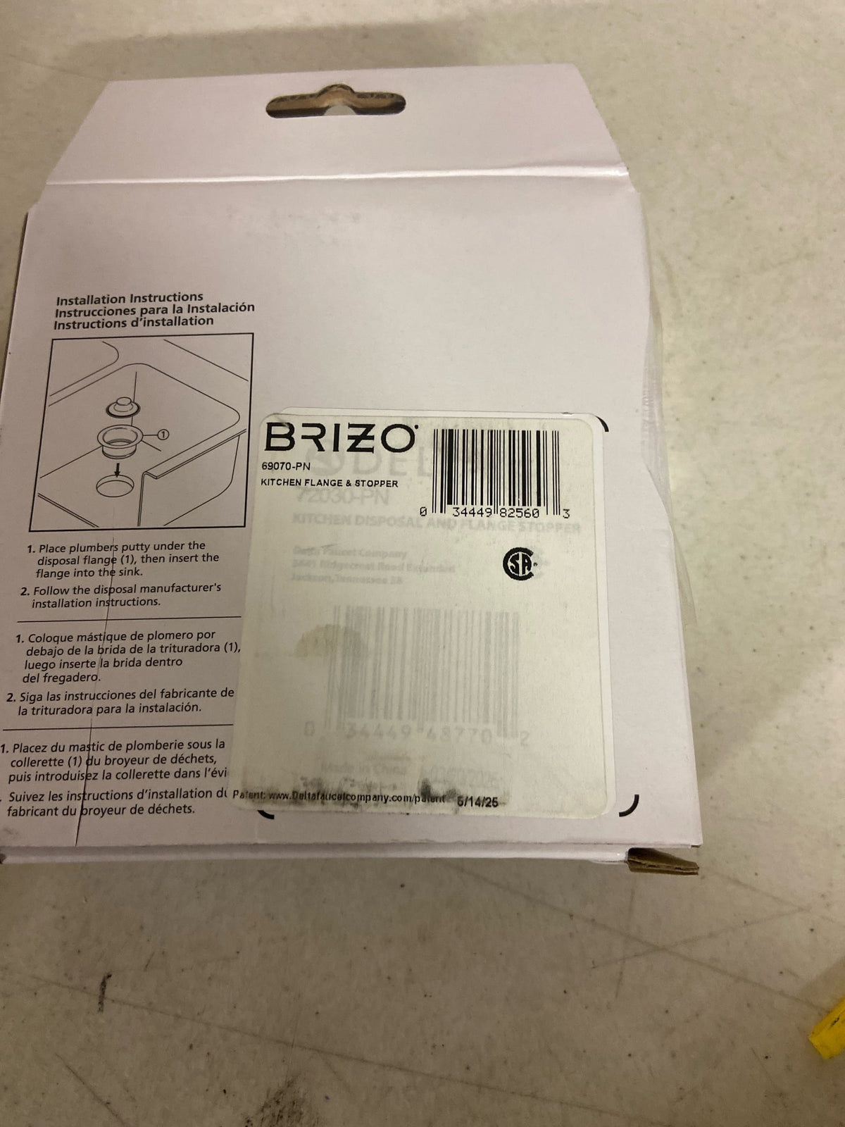 Brizo 69070-PN Garbage Disposal Flange and Stopper for Standard Kitchen Sink Drain Openings - Brilliance Polished Nickel