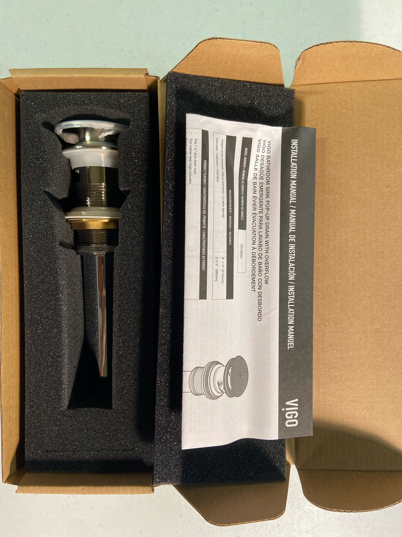 VIGO Bathroom Sink Pop-Up Drain with Overflow in Brushed Nickel-VG16002BN