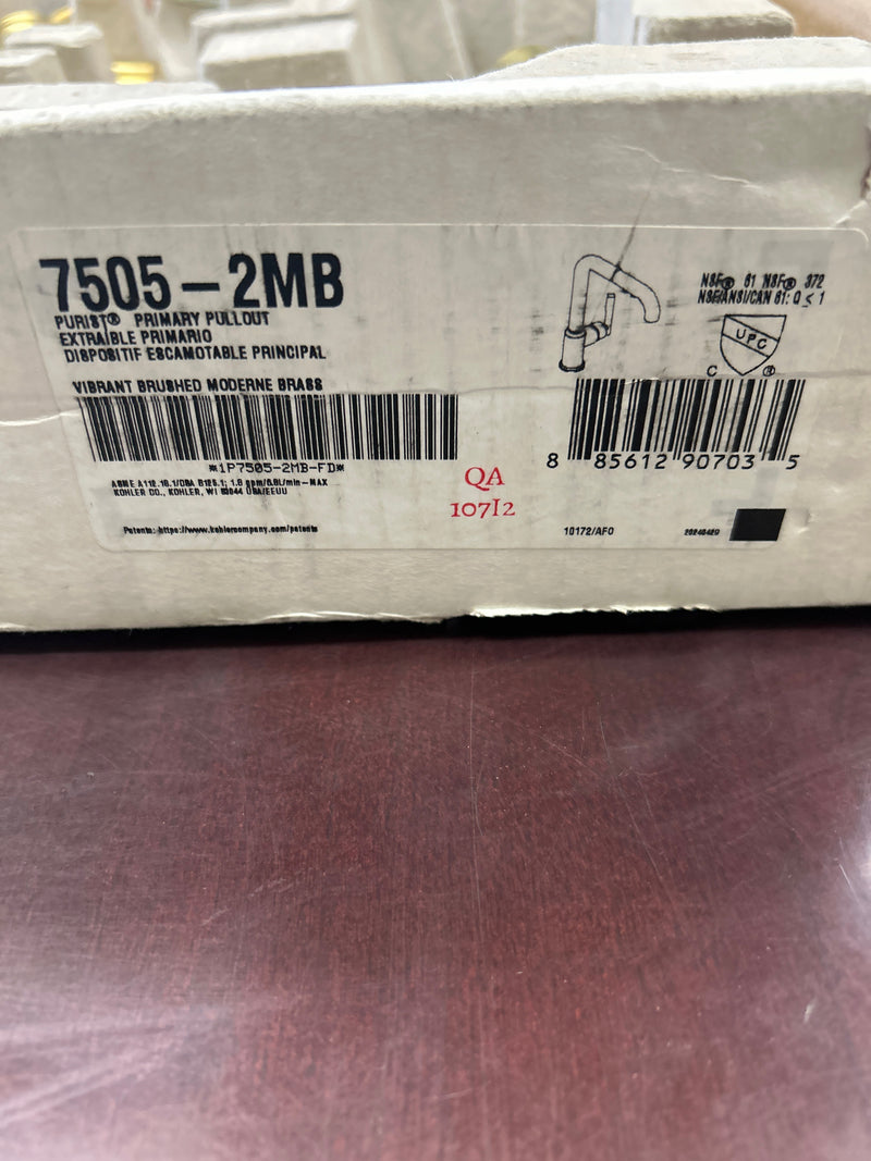 Kohler K-7505-2MB Purist 1.5 GPM Single Hole Pull Out Kitchen Faucet - Vibrant Brushed Moderne Brass