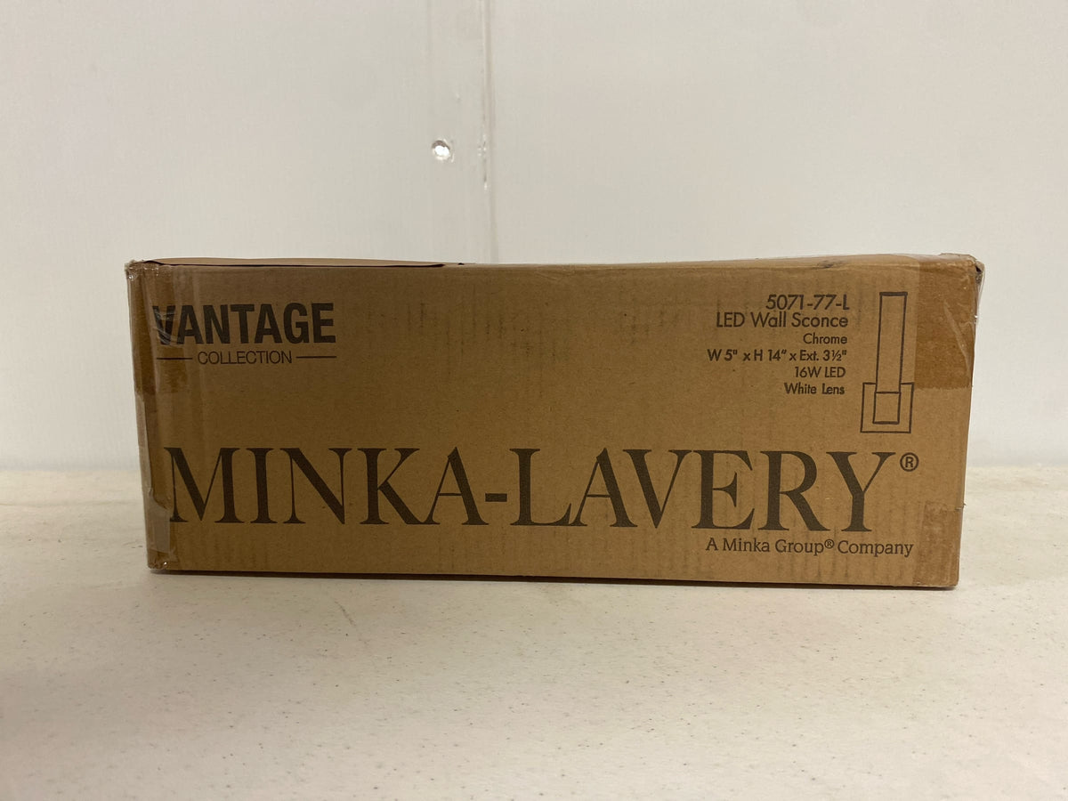 Minka Lavery 5071-77-L Vantage 14" Tall Adjustable CCT LED Wall Sconce with White Cylinder Shade - Chrome