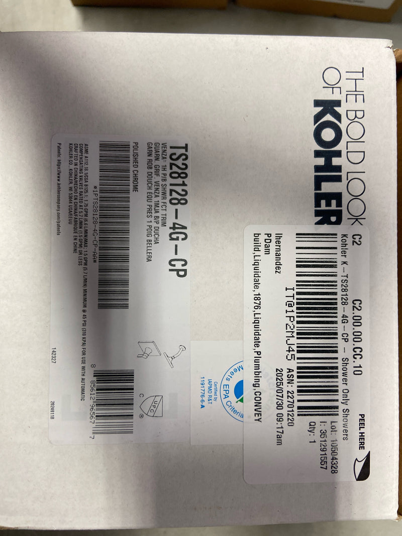 Kohler K-TS28128-4G-CP Venza Shower Only Trim Package with 1.75 GPM Single Function Shower Head - Polished Chrome