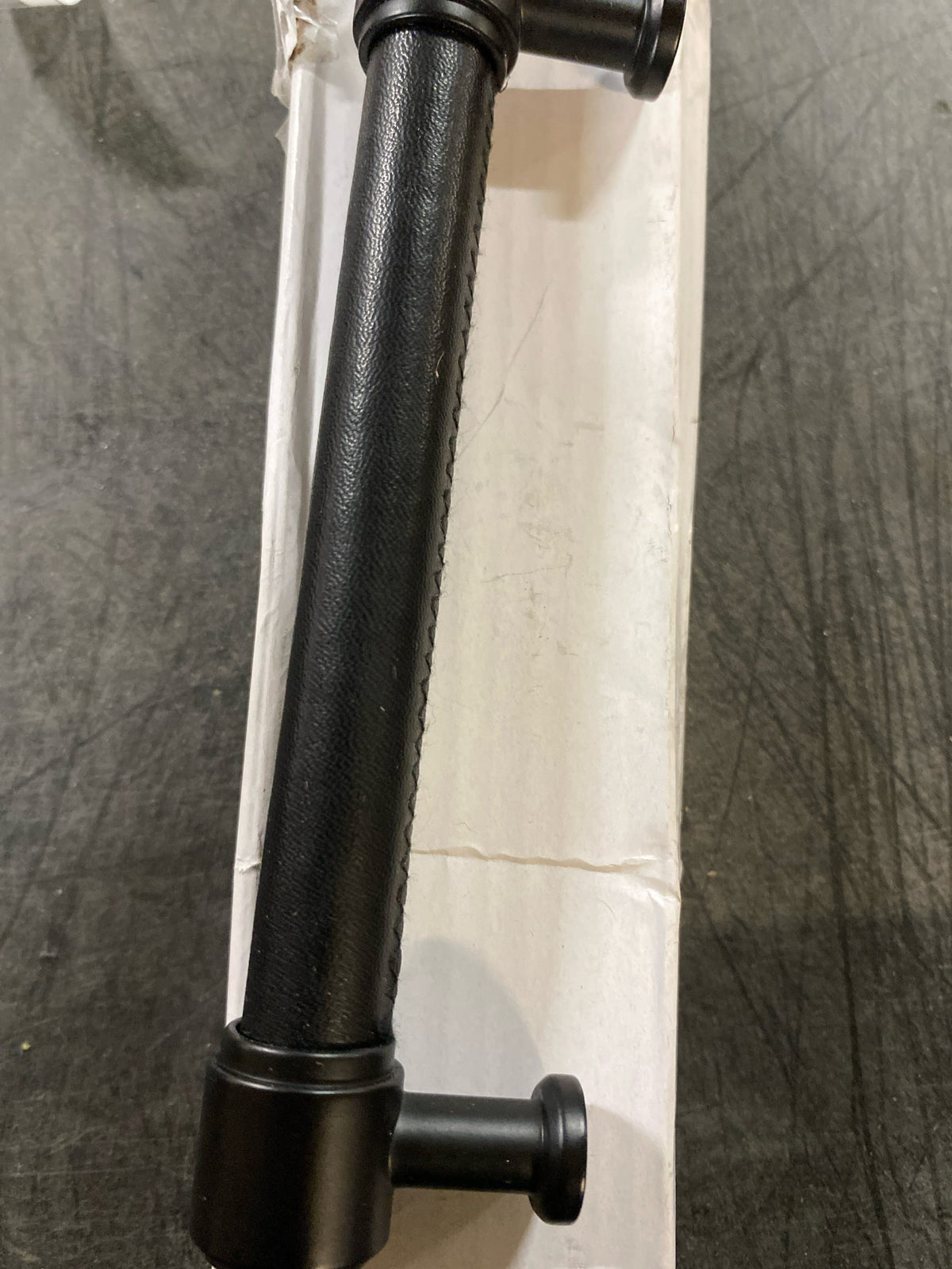 Signature Hardware 954063-5116 Lazzara 5-1/16 Inch Center to Center Black Leather Bar Cabinet Pull