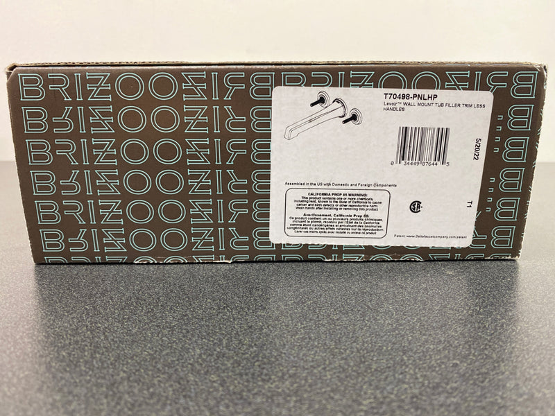 Brizo T70498-PNLHP Levoir Wall Mounted Widespread Tub Filler - Less Handles and Rough In - Brilliance Polished Nickel