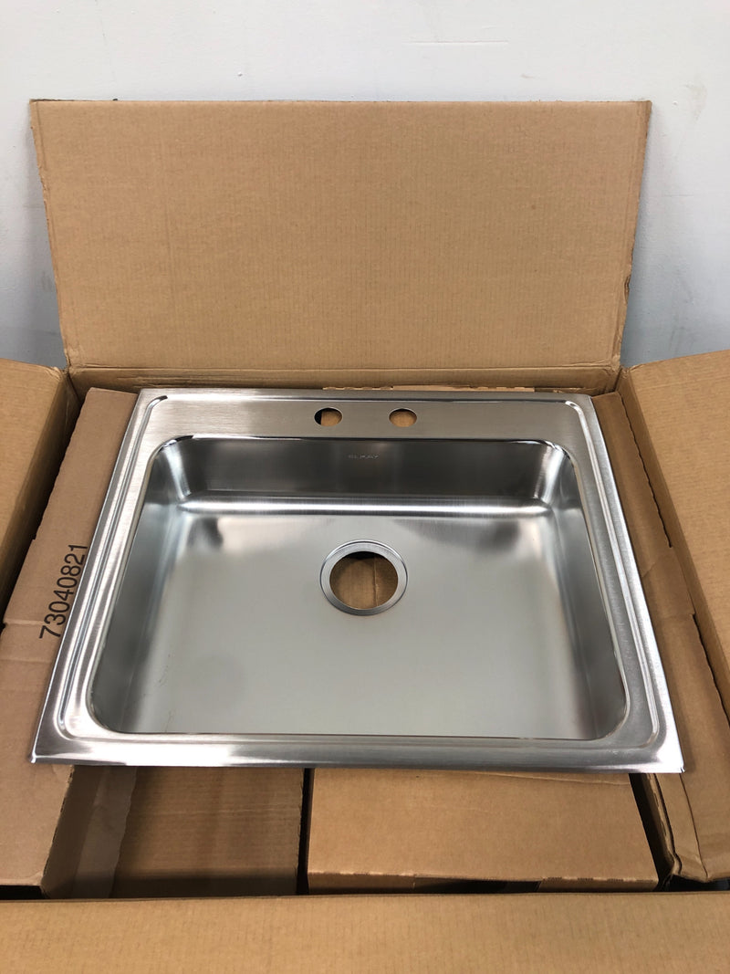Elkay Lustertone Drop-In 25-in x 21.25-in Lustertone Single Bowl 2-Hole Kitchen Sink