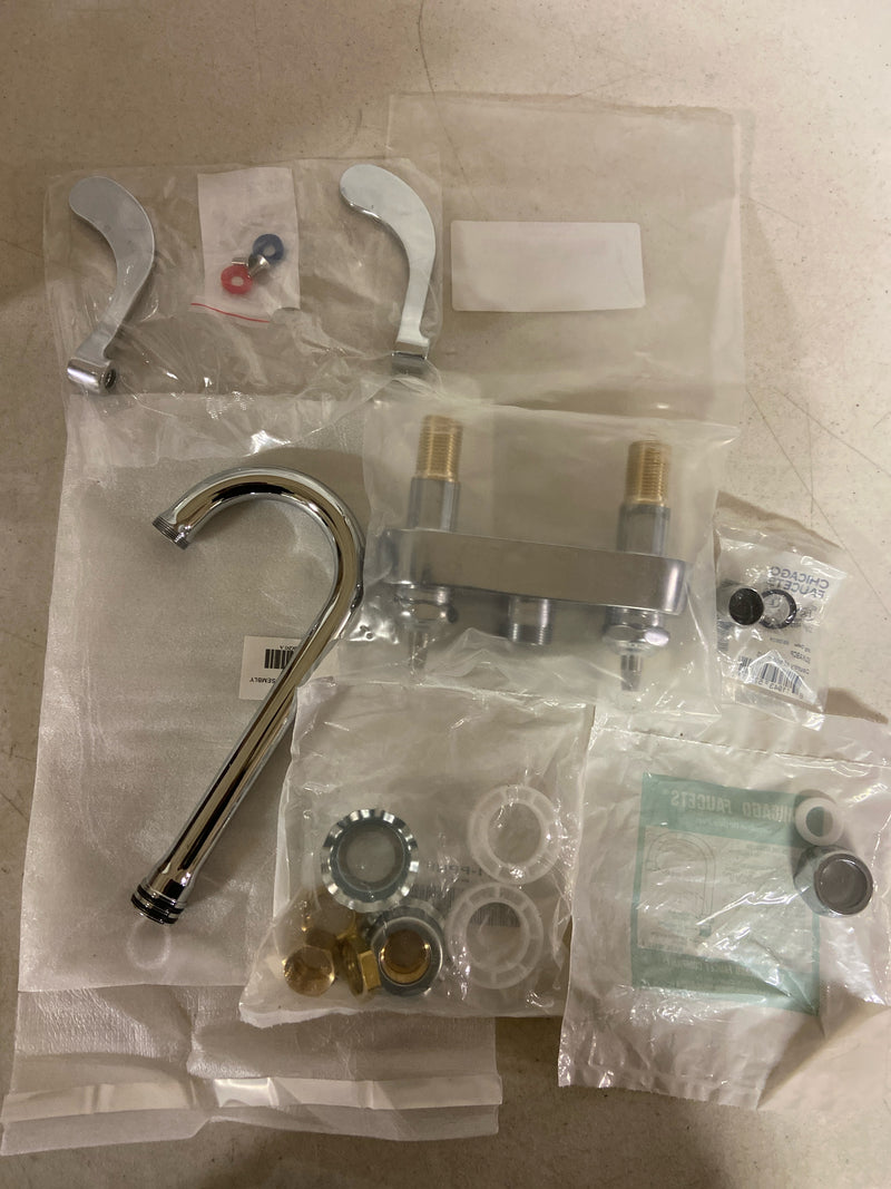 Chicago Faucets 895-317ABCP Commercial Grade Centerset Bathroom Faucet with Wrist Blade Handles - 4" Faucet Centers - Chrome