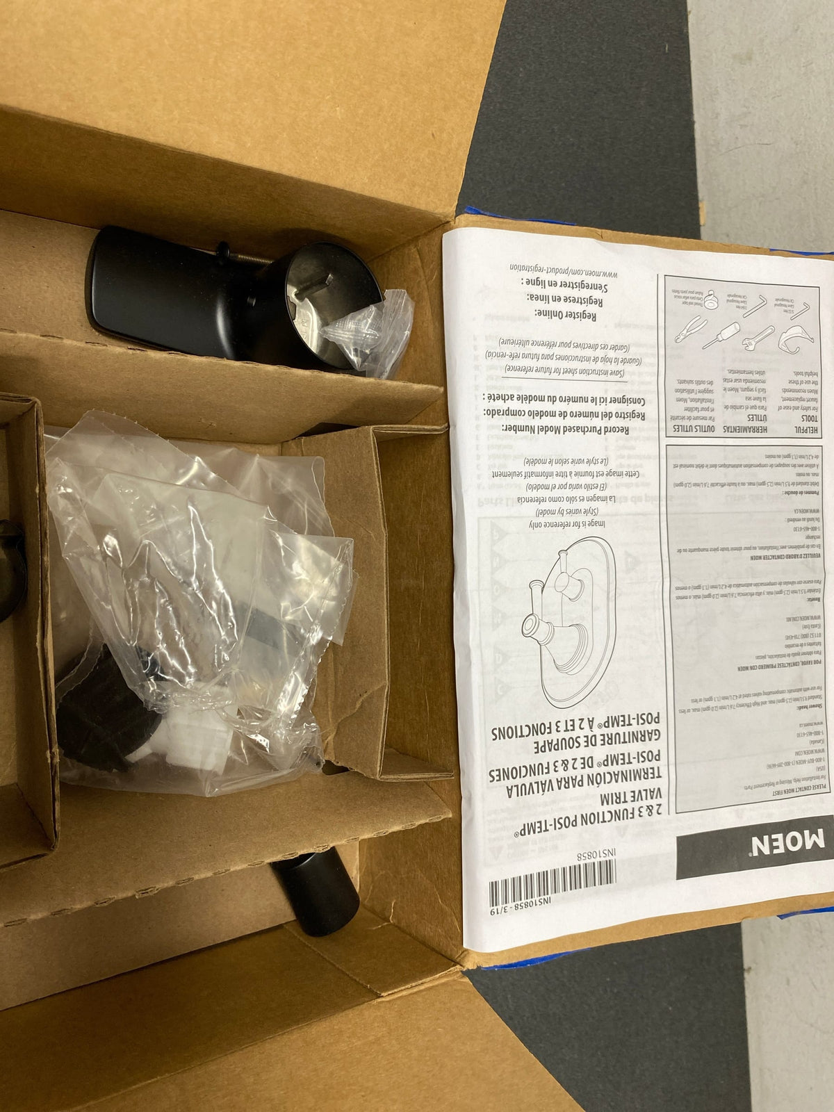 Moen T2810BL Rizon 3 Function Pressure Balanced Valve Trim Only with Double Lever Handles, Integrated Diverter - Less Rough In - Matte Black