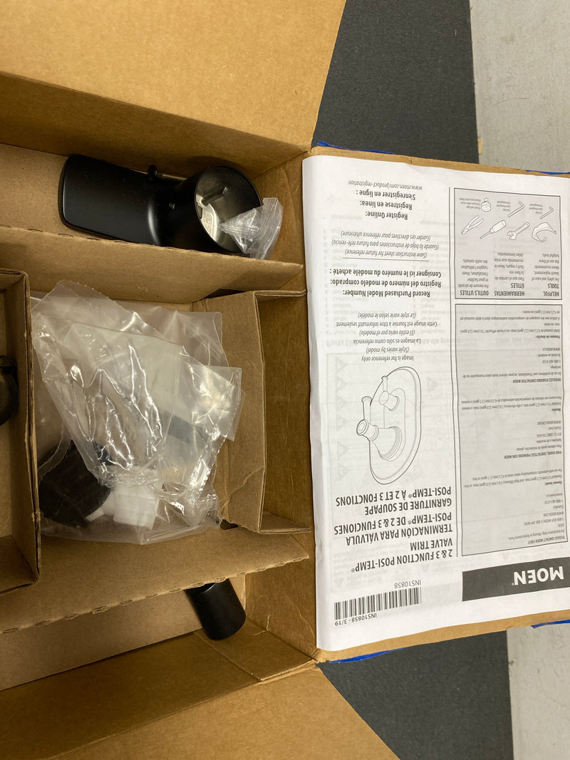 Moen T2810BL Rizon 3 Function Pressure Balanced Valve Trim Only with Double Lever Handles, Integrated Diverter - Less Rough In - Matte Black