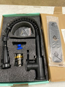 Androme H51000B Single-Handle Pull Down Sprayer Coil Spring High-Arc Kitchen Faucet with Deckplate Lead-Free Sink Faucet in Matte Black