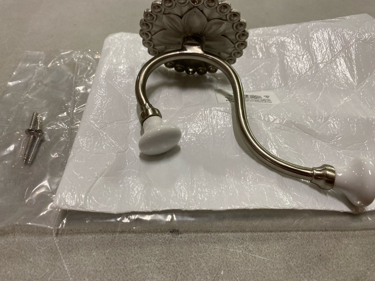 Signature Hardware 444409 Beaded Floral 3-3/8 Inch Wide Double Coat and Hat Hook - Antique Pewter