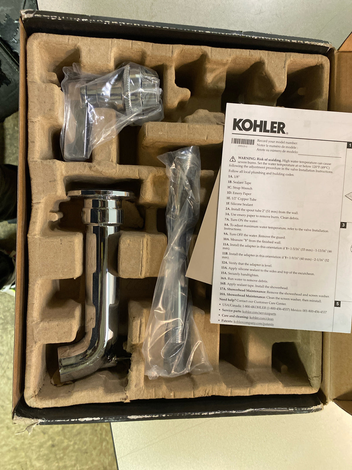 Kohler K-TLS35915-4-CP Castia by Studio McGee Tub and Shower Trim Package with Shower Arm and Diverter Tub Spout - Polished Chrome