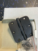 Hickory Hardware 70306-9312 Solid Brass 3.5" x 3.5" - 5/8" Radius Corner Plain Bearing Arc Pattern 6 Hole Door Hinge - Authentic Black Brass