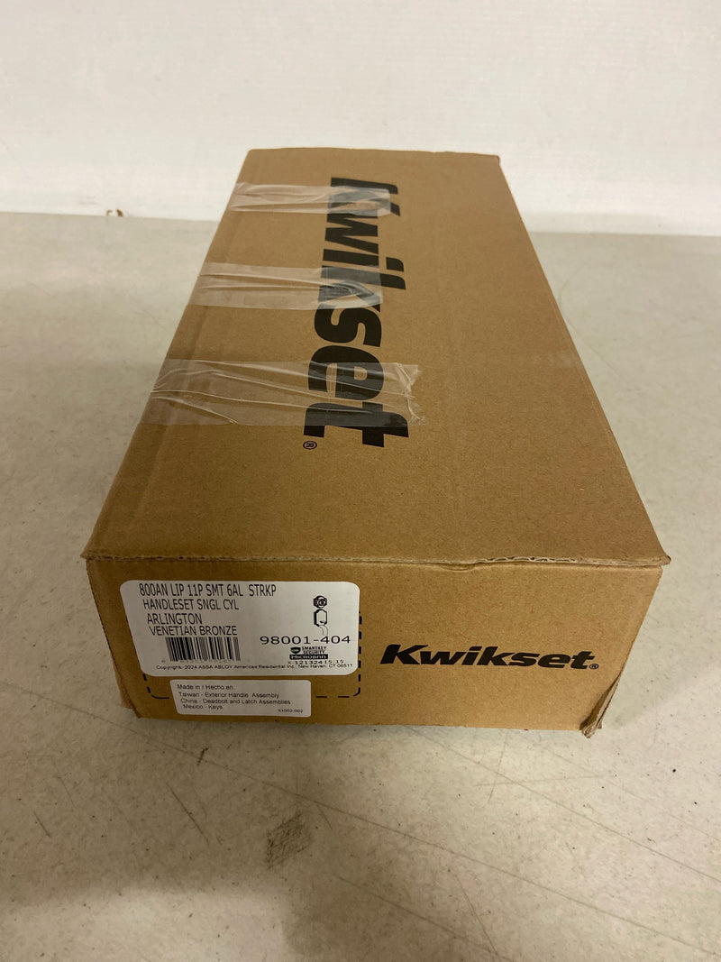 Kwikset 800ANLIP-S.STRKP Arlington Sectional Single Cylinder Keyed Entry Exterior Pack Handleset with SmartKey - Venetian Bronze