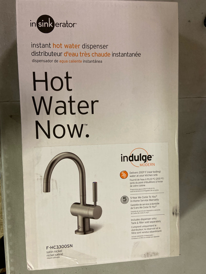 InSinkErator F-HC3300SN Indulge Instant Hot Water Dispenser, Single Handle Hot and Cold with 5-Year In-Home - Less Tank - Satin Nickel