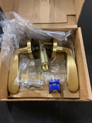 Emtek 510POSUS4(LH)Poseidon Passage Lever Set from the Brass Modern Collection - Satin Brass Disk Rosette