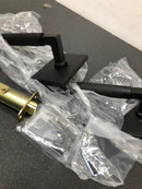 Emtek 5212US19.LSUS19.KNUS19.RH Knurled L-Square Right Handed Privacy Door Lever Set with Modern Rectangular Rose from the SELECT Brass Collection - Flat Black