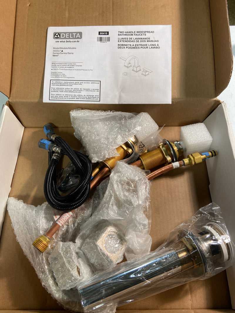 Delta 3553LF-CZ Vero Gold 8 in. Widespread 2-Handle Bathroom Faucet with Metal Drain Assembly in Champagne Bronze