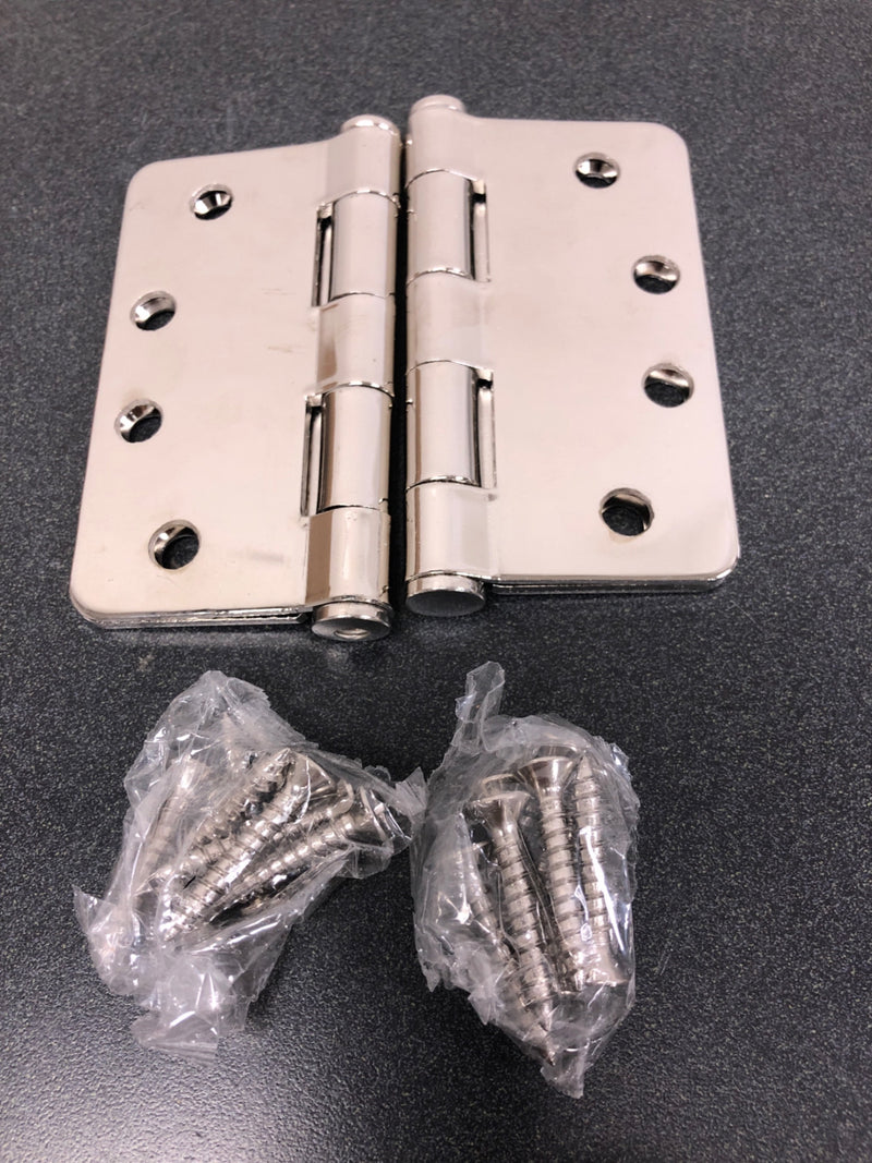 Emtek 9200 Steel Hinges (Pair) - HD - 1/4" Radius Corners - 4" x 4" - 9202414 - Polished Nickel (US14)
