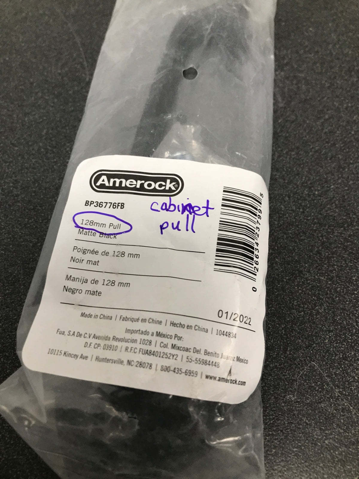 Amerock | Cabinet Pull | Matte Black | 5-1/16 inch (128 mm) Center-to-Center | Ville | 1 Pack | Drawer Pull | Cabinet Handle | Cabinet Hardware