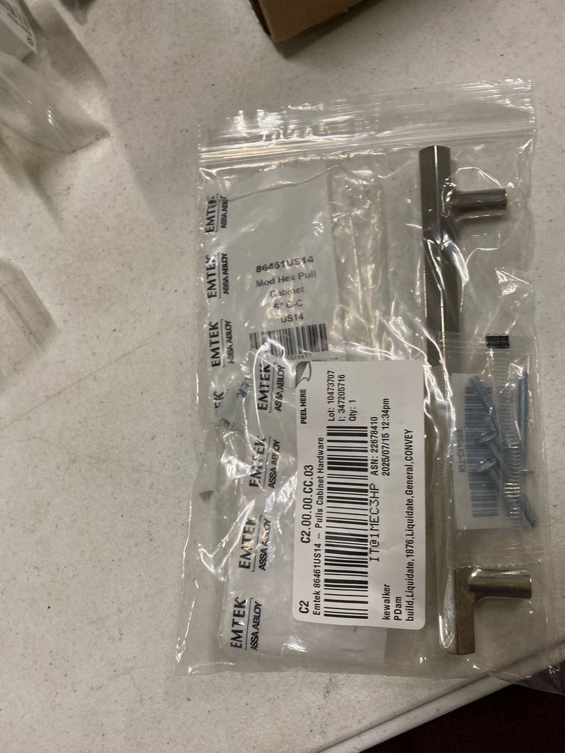 Emtek 86461US14 Mod Hex 6 Inch Center to Center Bar Cabinet Pull from the Urban Modern Collection - Polished Nickel